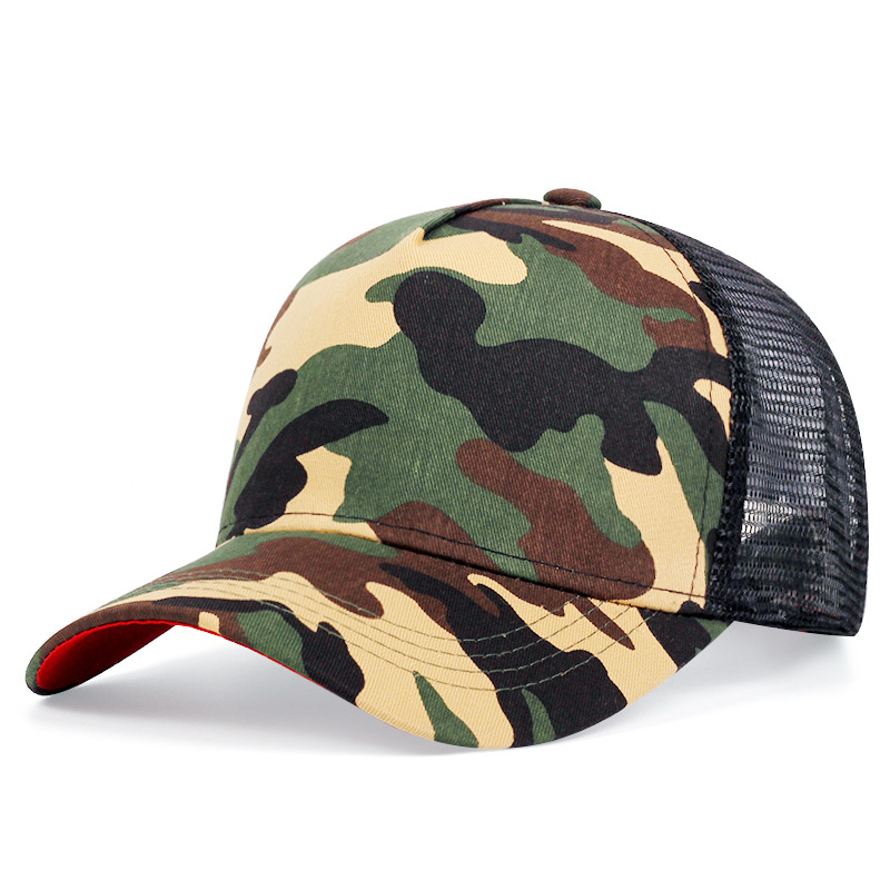 Custom Logo 5 Panel Camouflage Baseball Sports Trucker Mesh Hat Cap Supplier