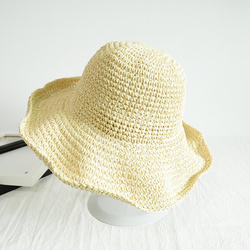 Customized logo handmade crochet paper straw hat