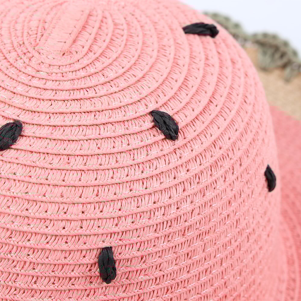 Oem Odm Colorful Kids Children Watermelon Dome Wide Brim Crochet Brim Straw Hat