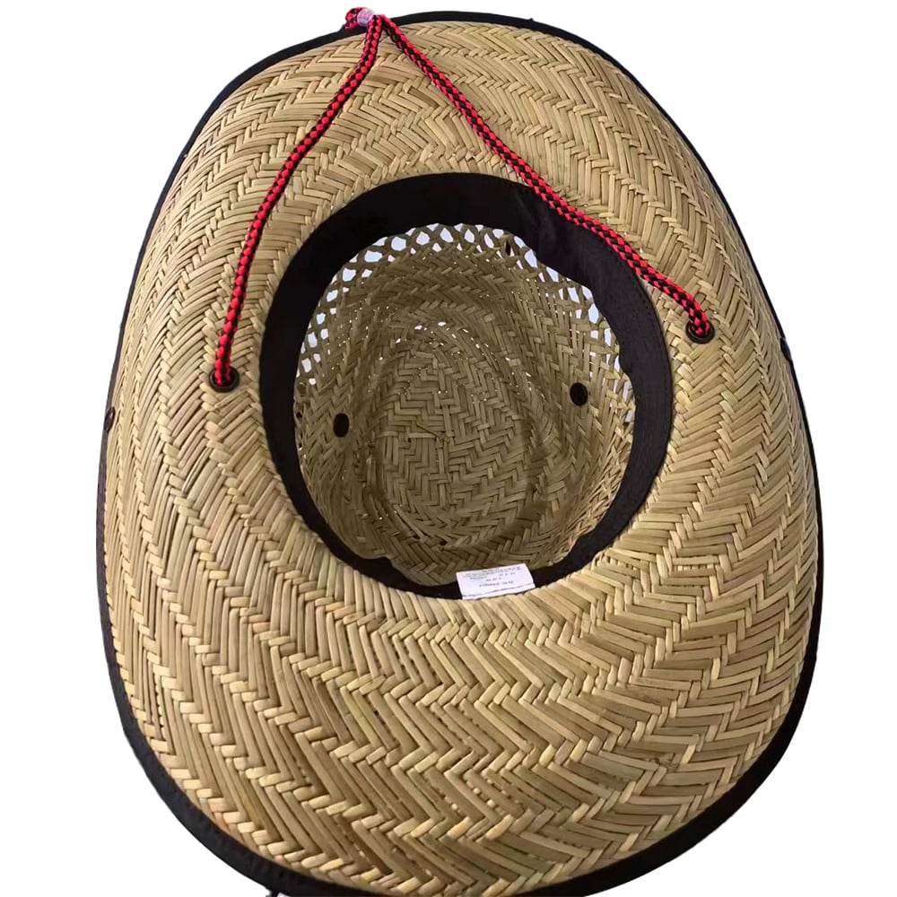 Custom Western Sun Surfing Men Beach Wide Brim Lifeguard life guard straw hat Supplier With Buckle