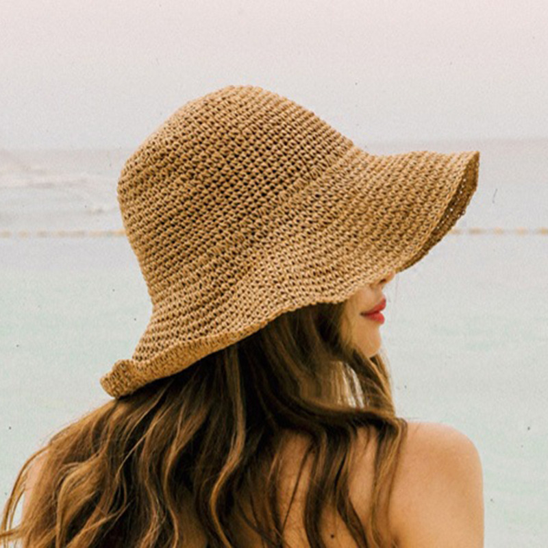Customized logo handmade crochet paper straw hat