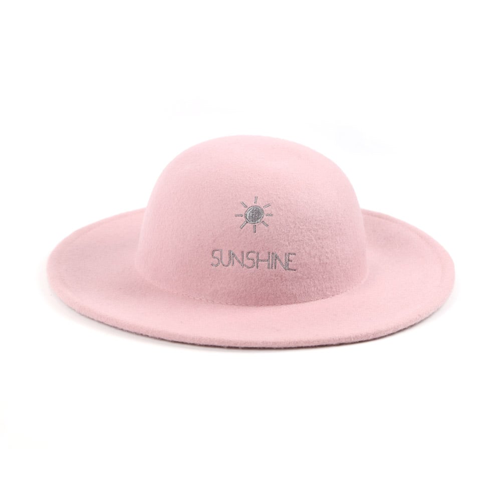 Embroidered Logo 100 Wool Dome Kids Children Child Baby Felt Hat For Kids Children