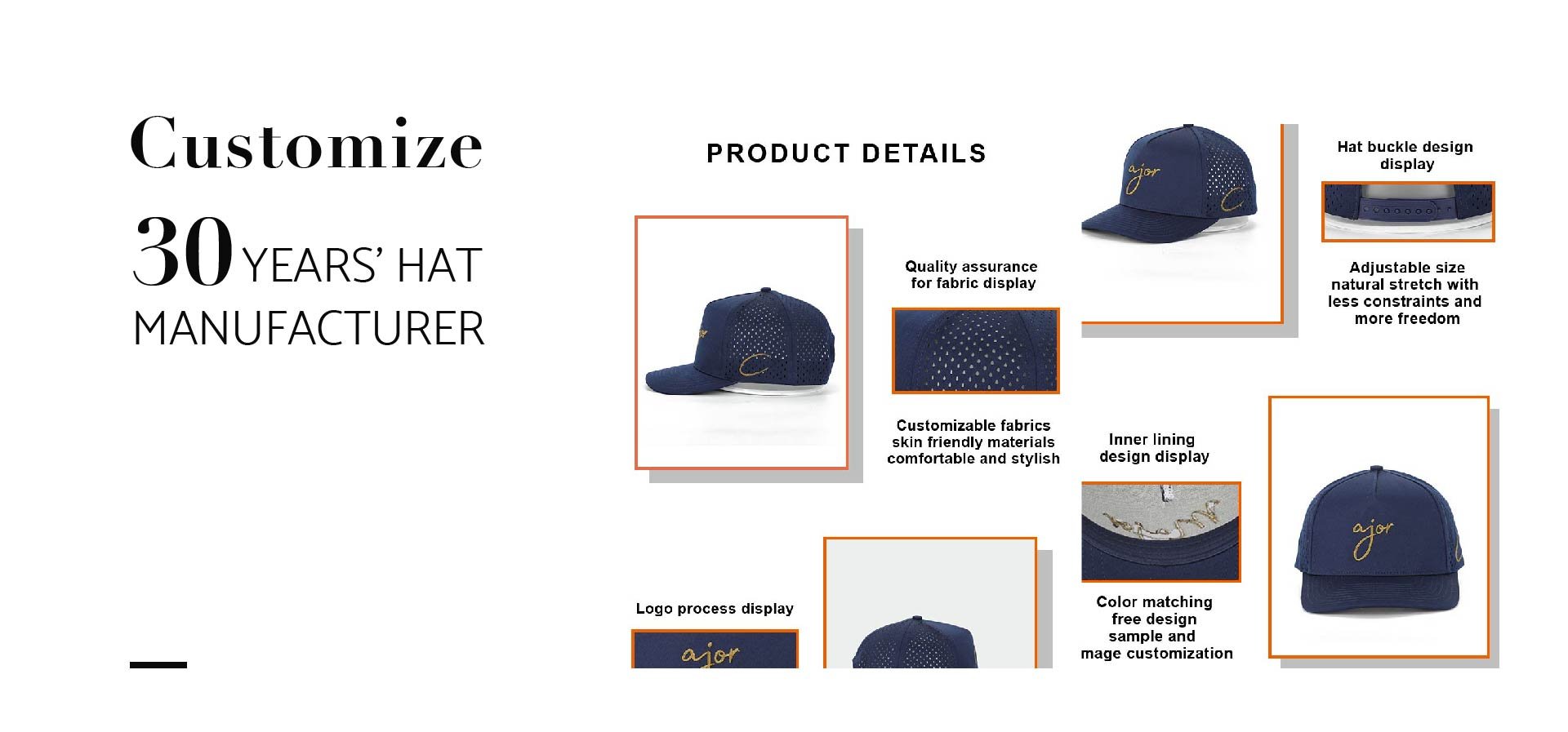 Customization 3d Embroidery 6 Panel Laser Cutting Holes Baseball Sports Trucker Cap Hat Manufacturer For Man