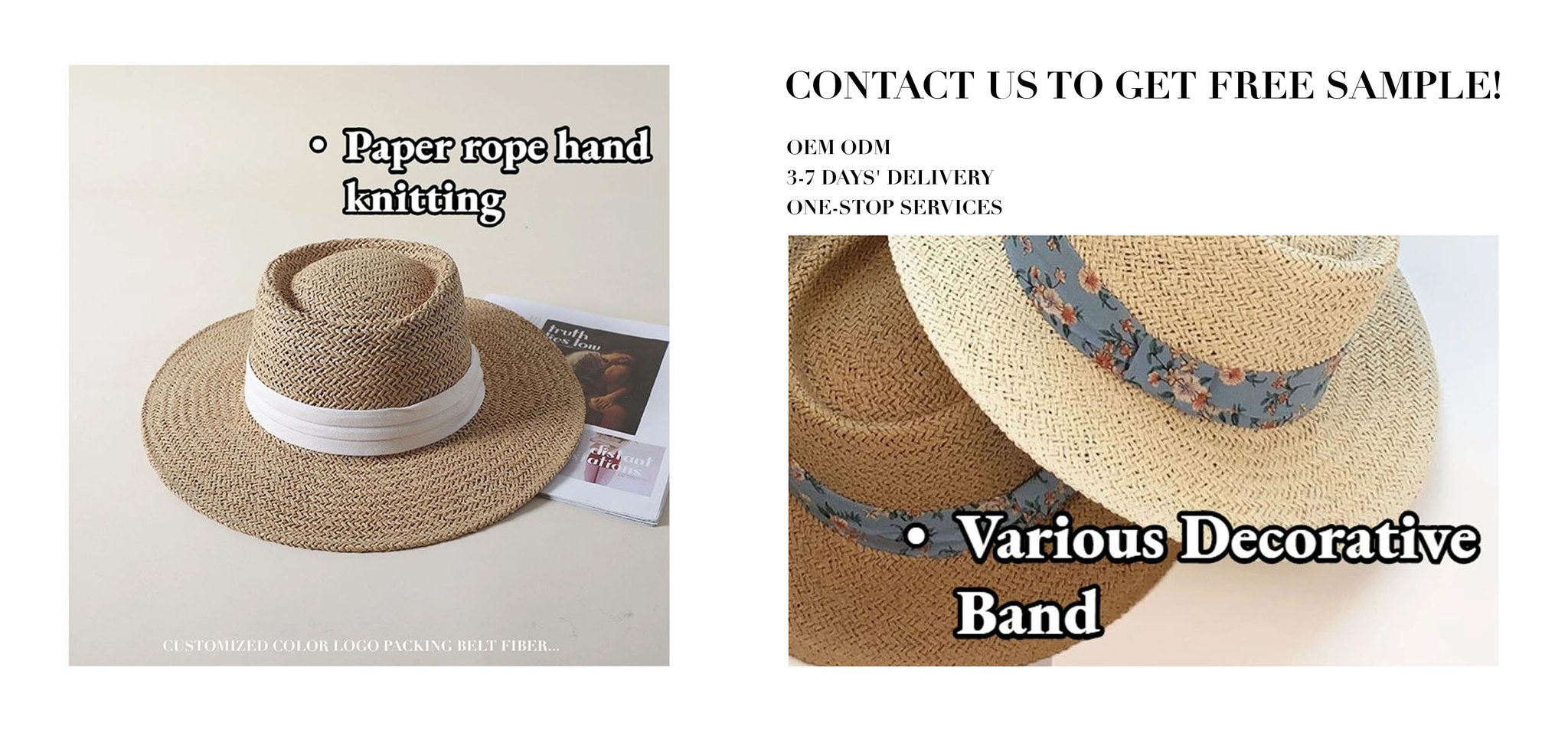 Buy Bulk Paper Rope Hand Woven Flat Boater Top Pork Pie Sombreros